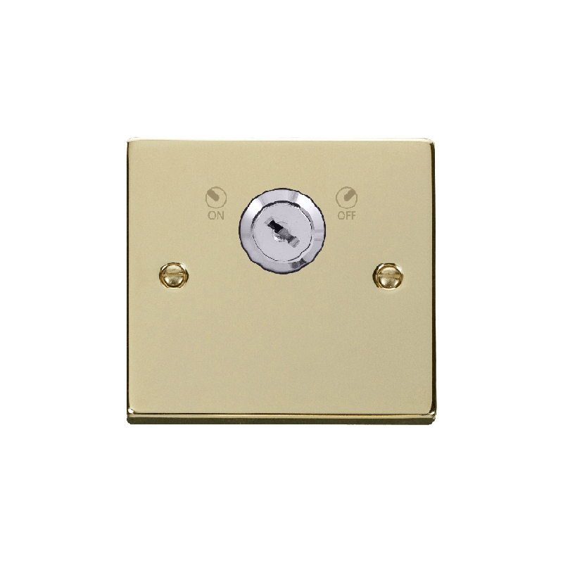 Click Deco 20A 1G Double Pole Key Lockable Switch Polished Brass