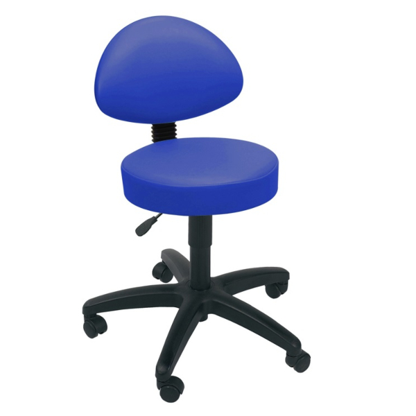 Gas Lift Examination Stool with Back Rest - Mid Blue