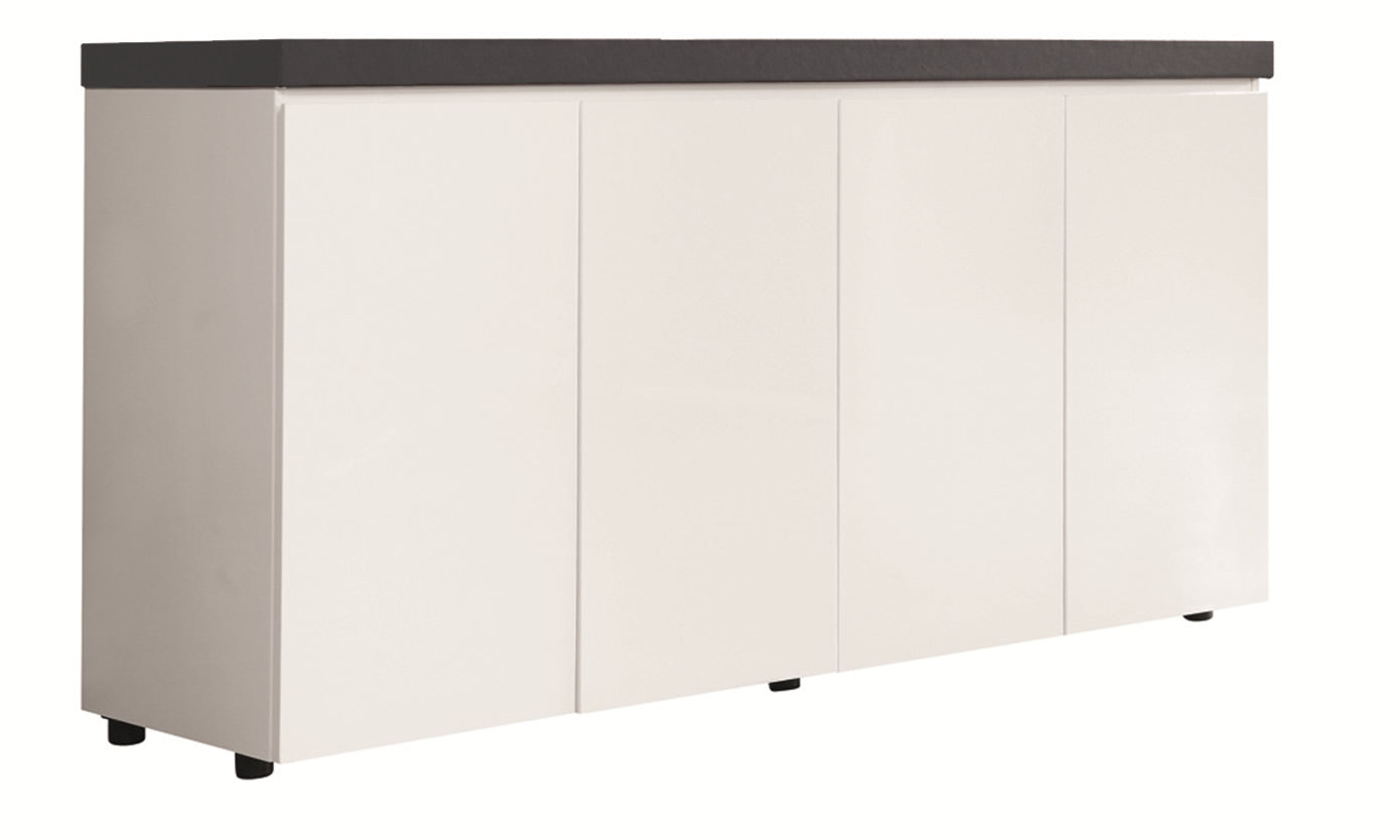 Gloss White Credenza with Black Leather Top - CR1361 Huddersfield