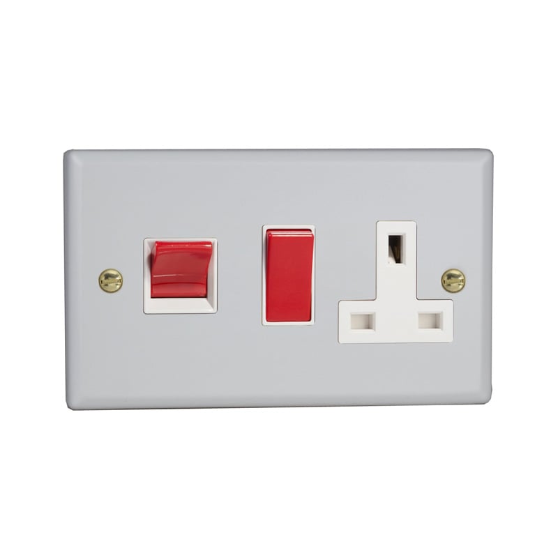 Varilight Vogue 45A Cooker Panel with 13A DP Switched Socket Outlet Matt White