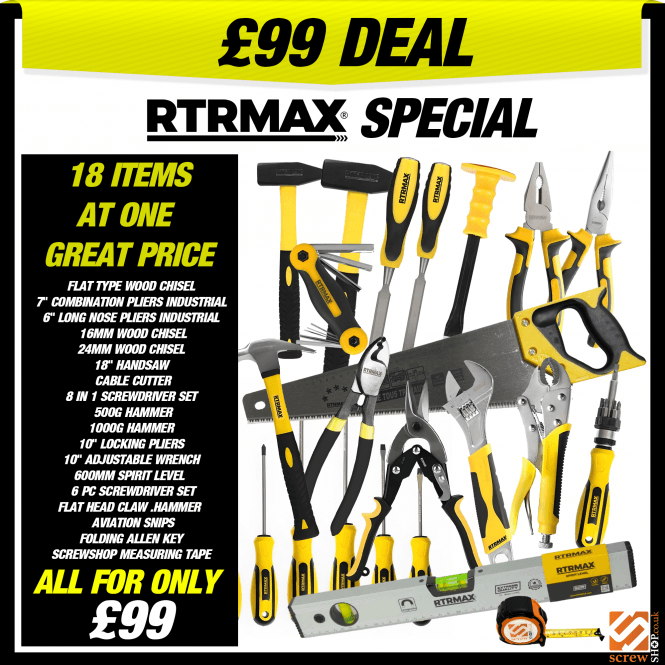 RTRMAX Hand Tools - SPECIAL PACK - 18 Items