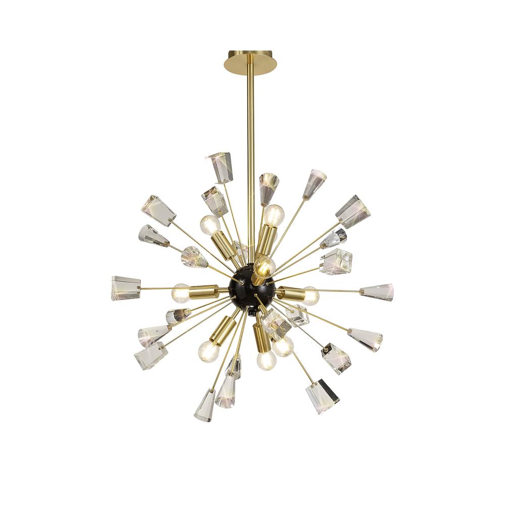 Luxuria *Lambert 60cm Pendant Sputnik 9 Light E14 Brushed Gold & Gloss Black/Crystal