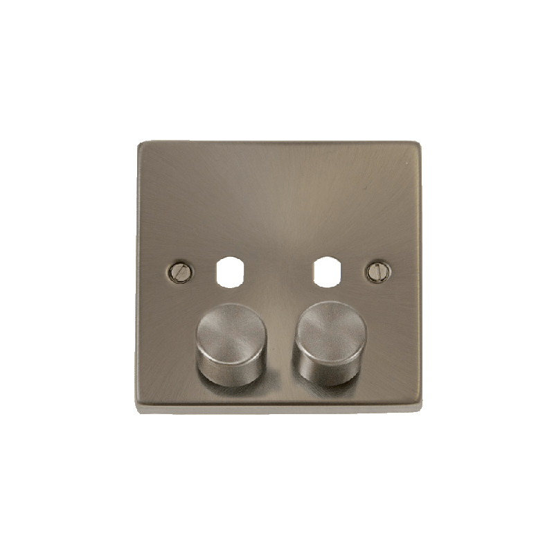 Click Deco 2 Gang Unfurnished Dimmer Plate and Knob (800W Max) Satin Chrome