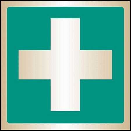 First aid symbol 100x100mm brass