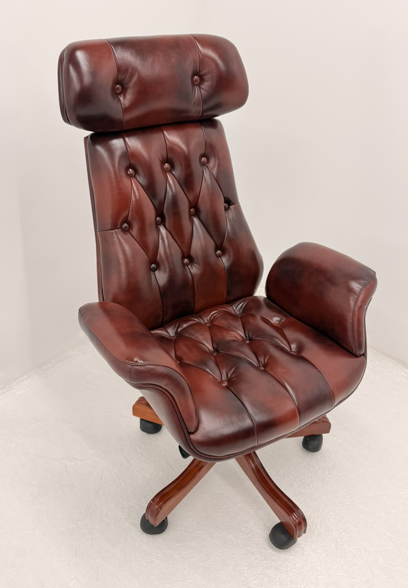 Suppliers Of Luxury High Back Burgundy Genuine Leather Executive Chesterfield Office Chair - Reclining Feature - 2302A UK