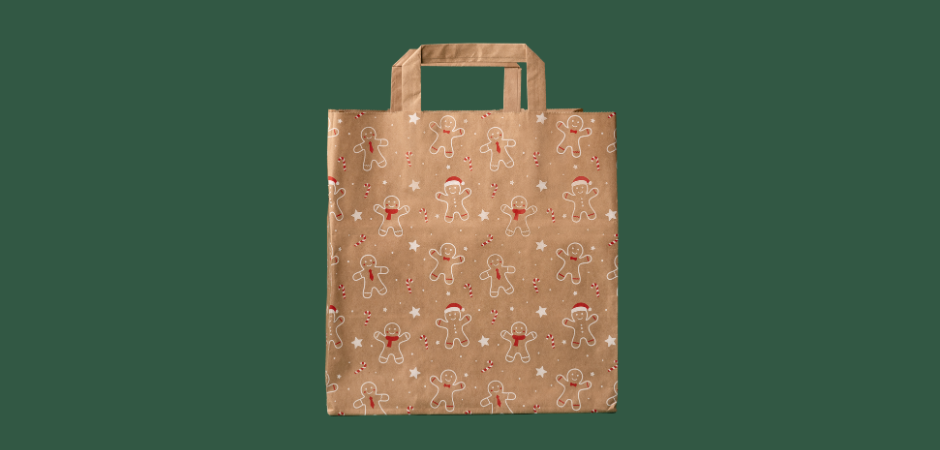 Flat Handle Paper Bags: Santa and Gingerbread Style