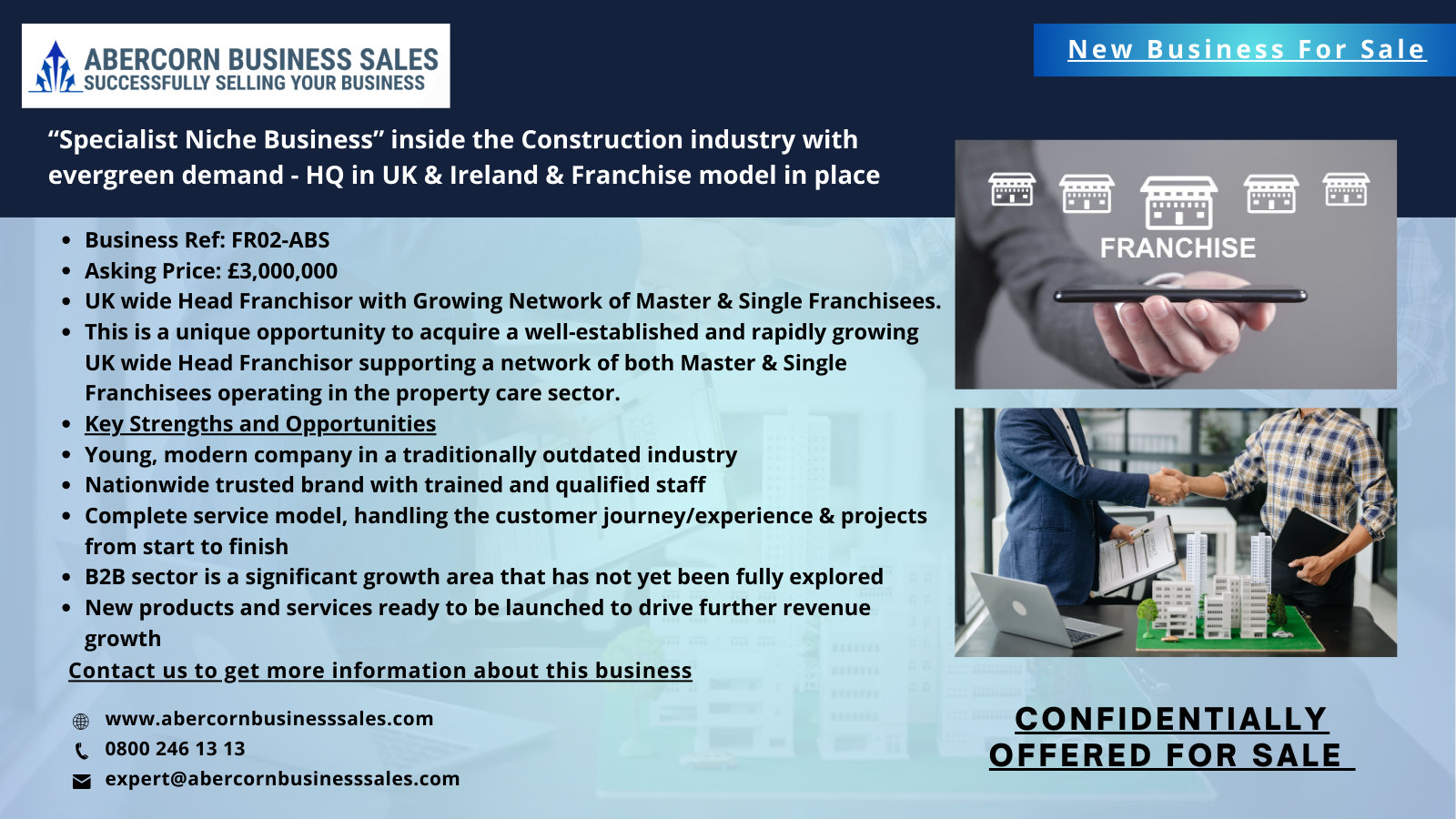 FR02-ABS - &ldquo;Specialist Niche Business&rdquo; inside the Construction industry with evergreen demand - HQ in UK &amp; Ireland &amp; Franchise model in place