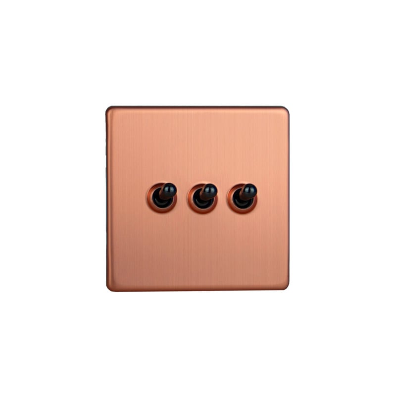 Varilight Urban 3G 10A Toggle Switch Brushed Copper Screw Less Plate