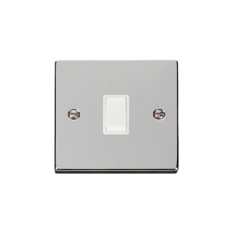 Click Deco 20A 1 Gang DP Switch Polished Chrome Insert White