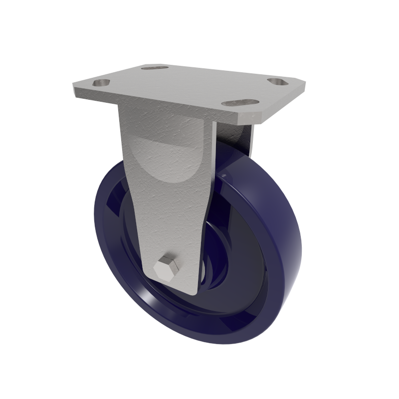 Ergonomic Solid Elastomer Plate Fixed Castor 100mm 375kg Load