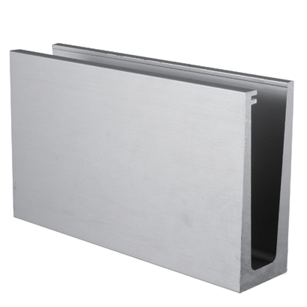 5m Aluminium Channel Pro Slim Base Fix for 12 to 21.5mm Glass (Satin, Anodised)
