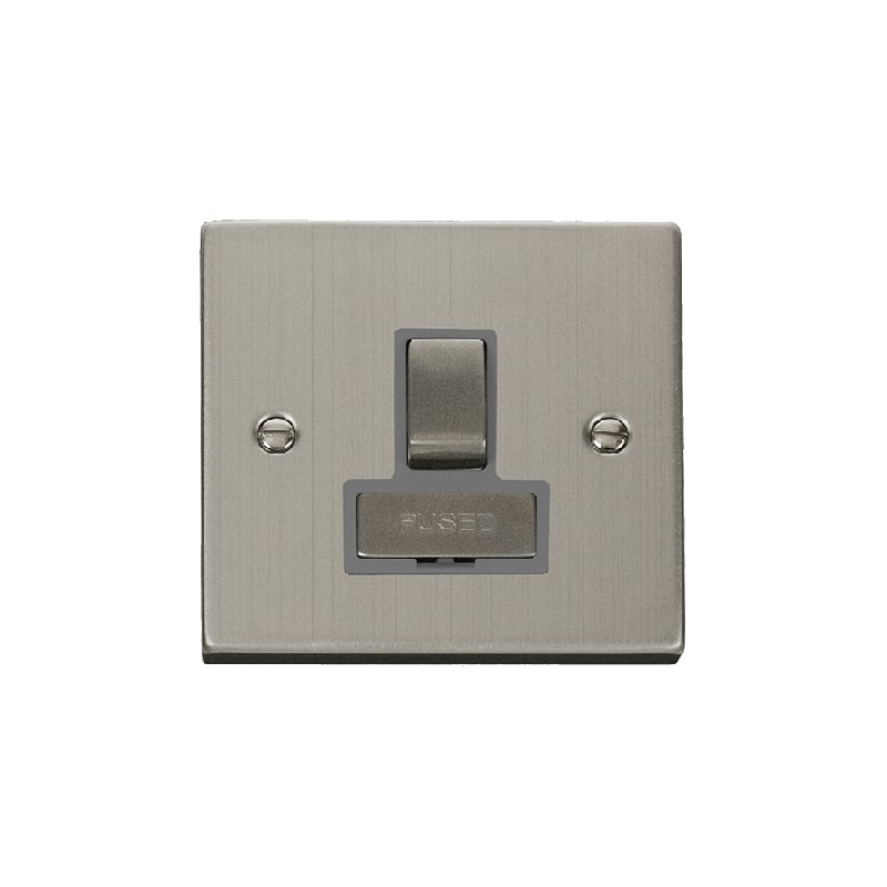 Click Deco 13A Fused 'Ingot' DP Switched Connection Unit Stainless Steel Insert Grey