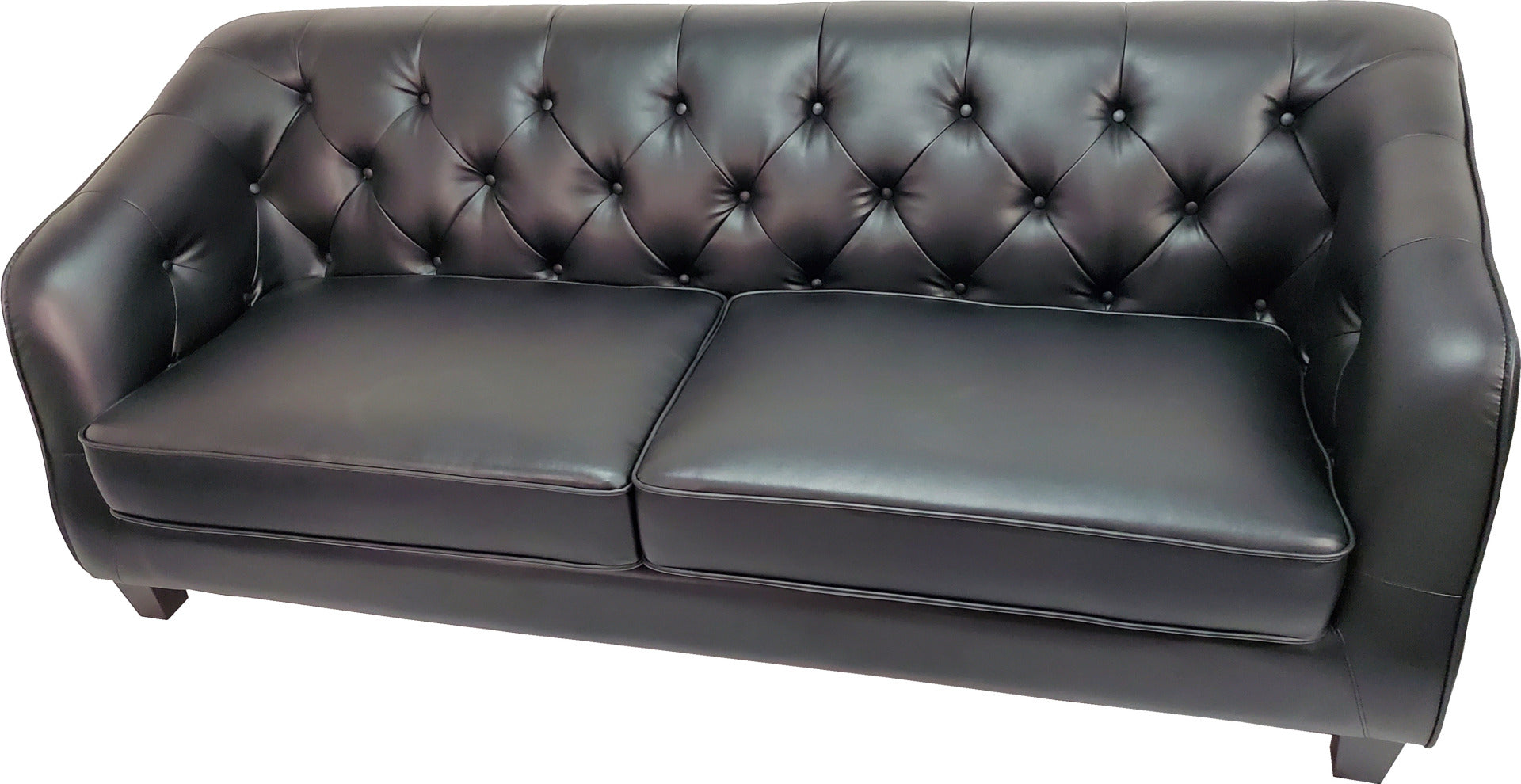 Chesterfield Buttoned Black Leather Executive Sofa Set UK