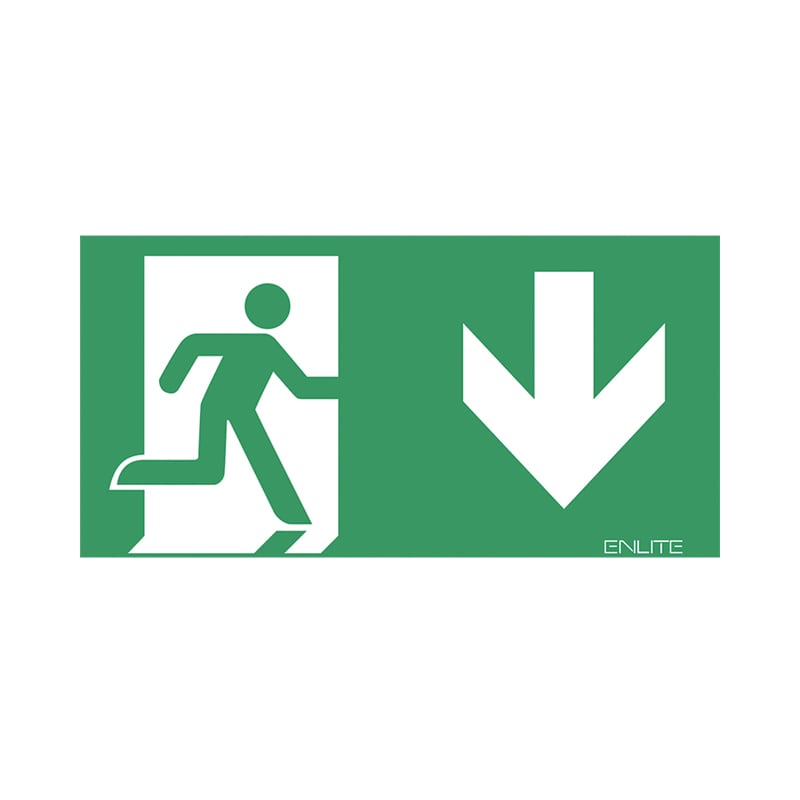 Aurora Down PVC Emergency Exit Legend for EN-EMLED21 22 & 24