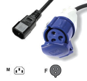 PEX-16INDF-IEC14M-02 2 Mtr. 16 Amp.IND309 Socket - IEC 320 C14 10 Amp Plug (Industrial Mains Power adaptor cable) IND309-C14