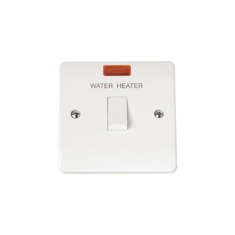 Click DP Water Heater Control Switch 20 Amp White PVC With Optional Flex Outlet And Neon