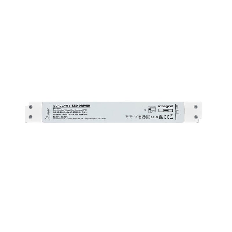 Integral Long & Slim Non Dimmable 24V DC IP20 LED Strip Driver 30W