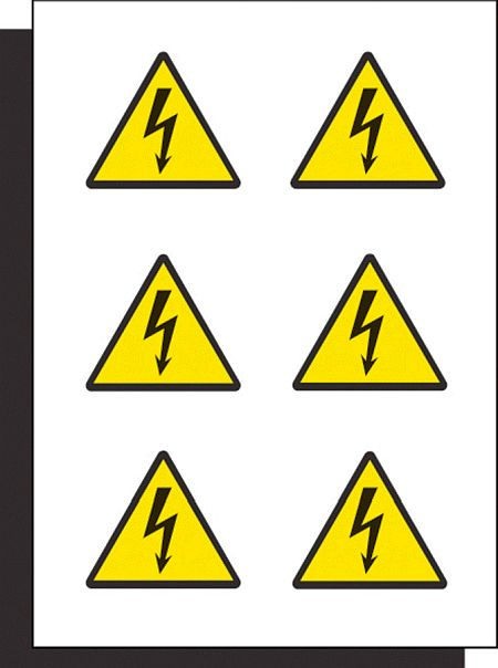 Electricity label 100mm sheet of 6