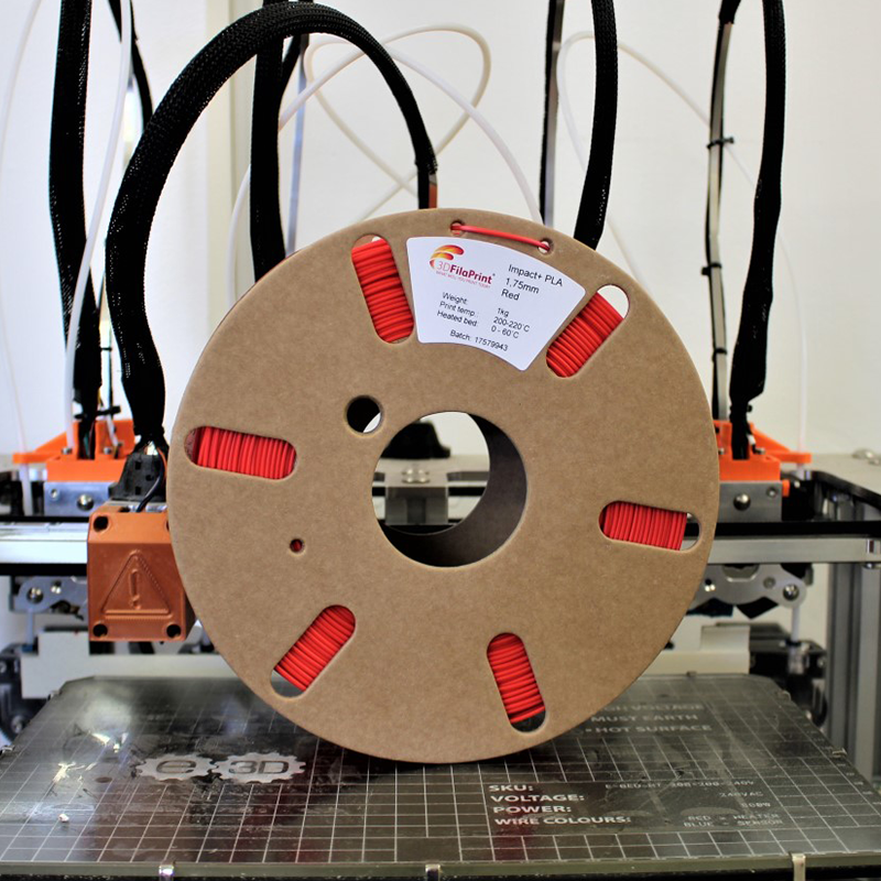 3D FilaPrint IMPACT + PLA Red 3D printing filament 1.75mm 2.3kg
