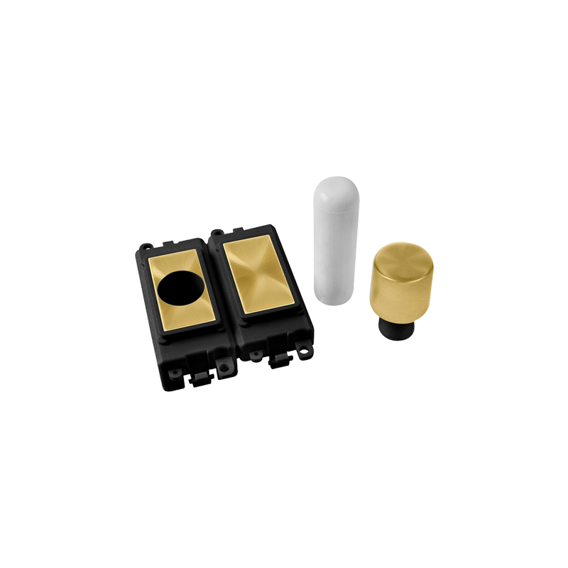 Click GridPro Satin Brass 2 Module Dimmer Mounting Kit Insert Black