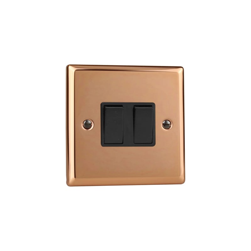 Varilight Urban 2G 10A Intermediate with Rocker Switch Polished Copper (Standard Plate)