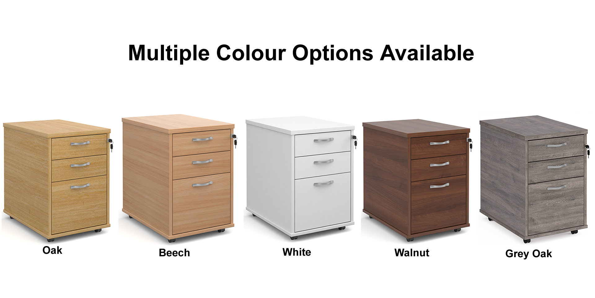 Universal Three Drawer Tall Mobile Pedestal - 426mm Wide UK