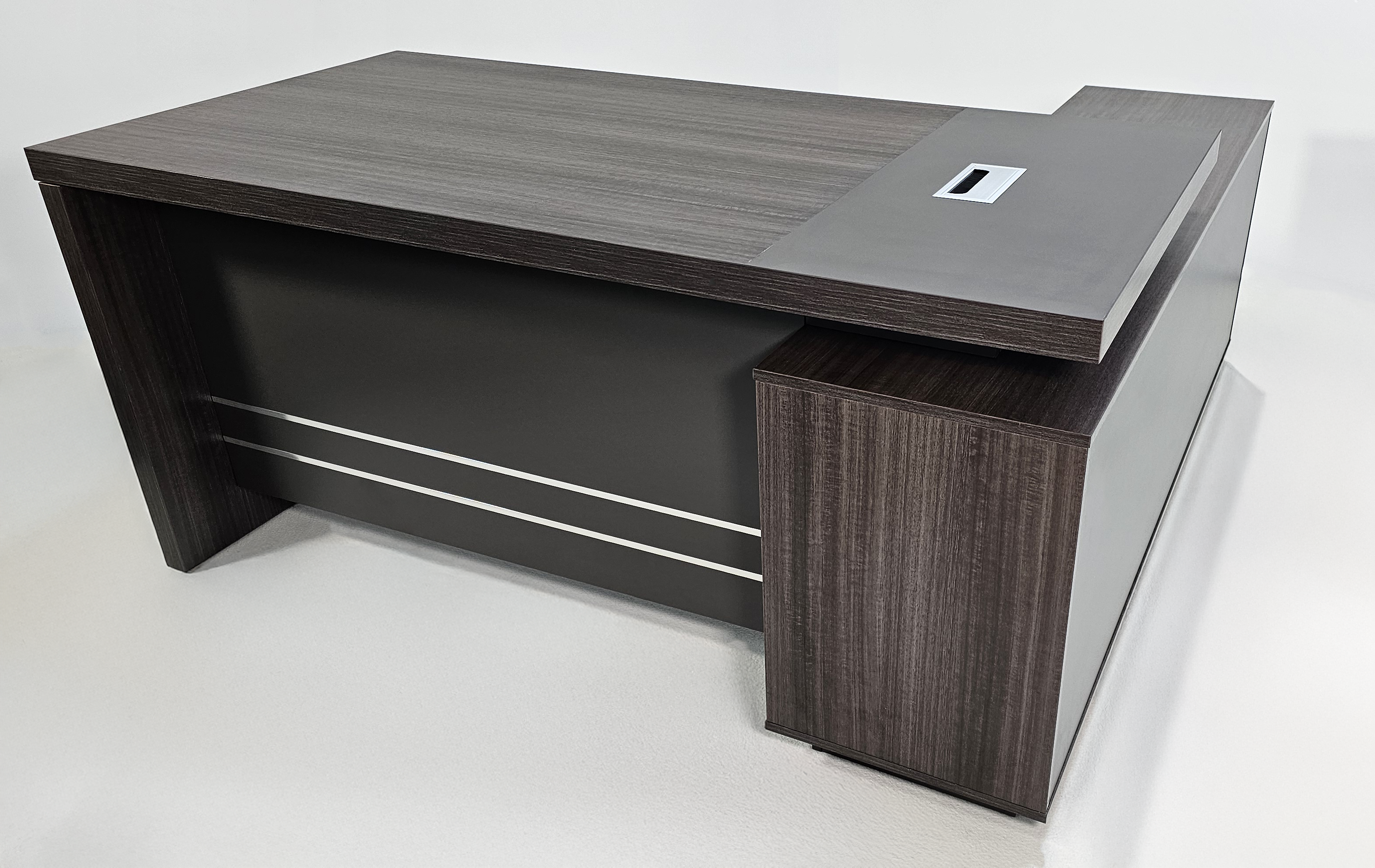 Specialising In Modern Grey Brown Executive Corner Office Desk - 1600mm or 1800mm - WS-X1918 North Yourkshire