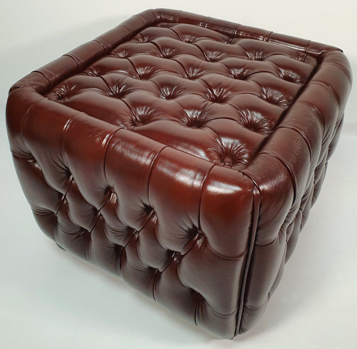 Providers Of Small Chesterfield Antique Brown Genuine Leather Pouffe - S073-SM North Yorkshire