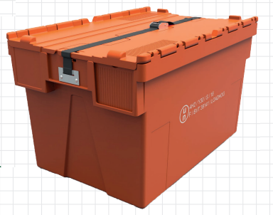 UK Suppliers Of 600x400x300 Attached Lidded Crate-Totes-Packs of 4 For Transportation