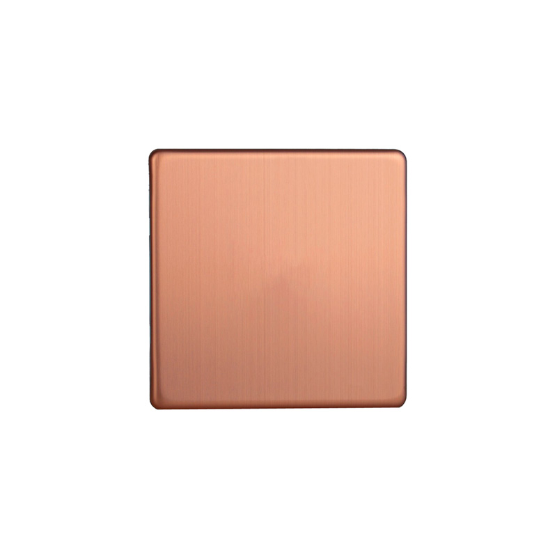 Varilight Urban Single Blank Plate Brushed Copper Screw Less Plate