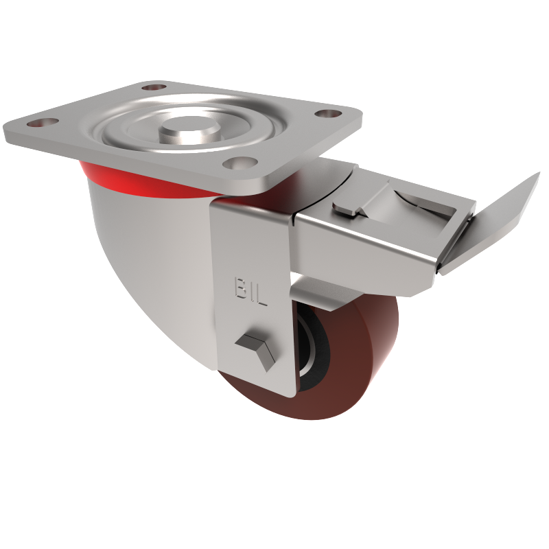 Polyurethane Cast Iron Plate Swivel Castor Brake 100mm 300kg Load