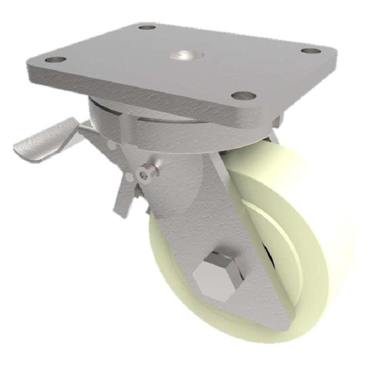 Nylon Plate Swivel Castor Brake 125mm 1500kg Load