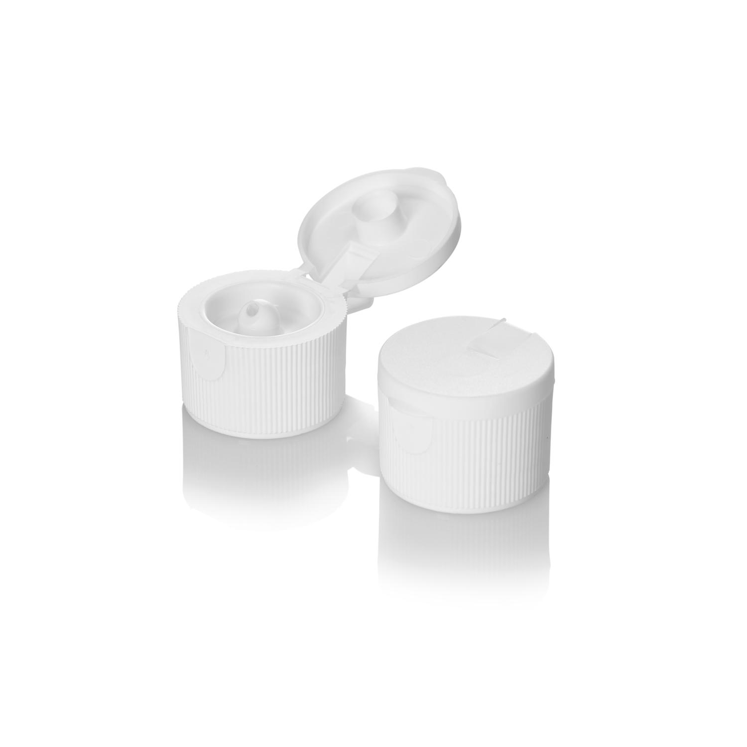 Supplier Of 28&#47;410 White Directional Flip Top Cap &#45; Fine Ribbed