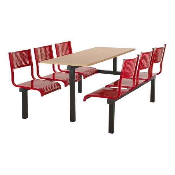 CU93 - 6-Seater Barrett Canteen Unit - 1 Way Access, Red, Beech