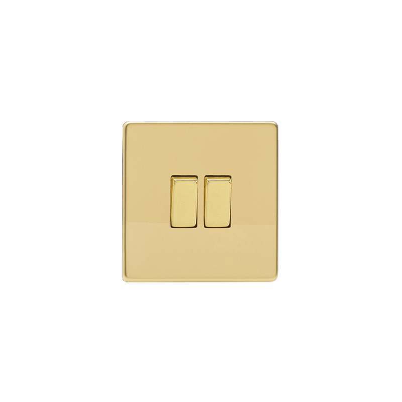 Varilight Screw Less Flat Plate Switch 2G Polished Brass