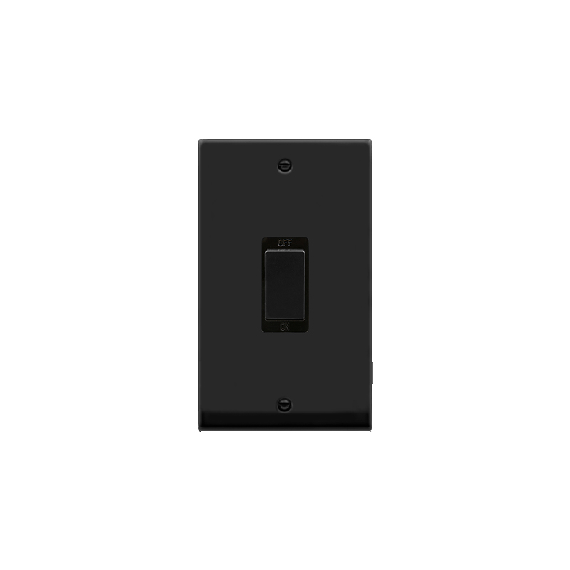 Click Deco 45A Ingot 2 Gang DP Switch Matt Black Insert Black