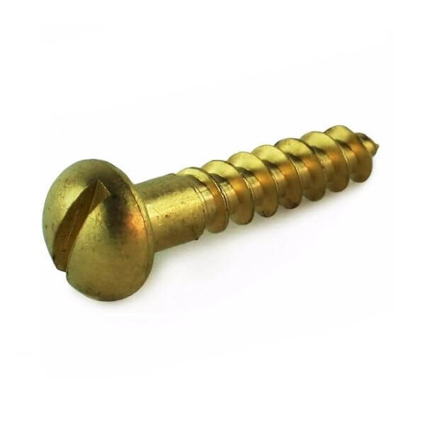 6 x 5/8 Brass Slot Round Head Wood Screws