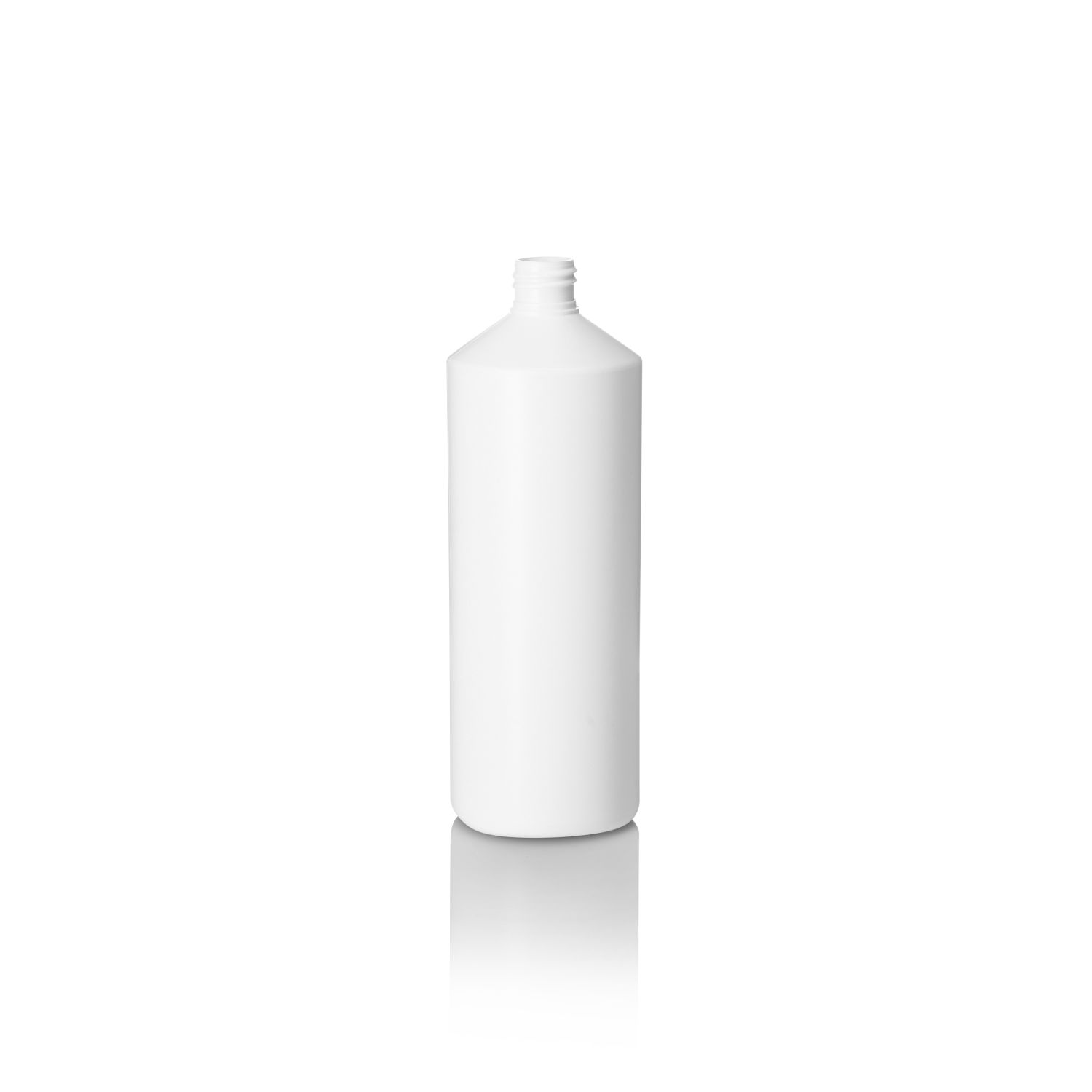 1Ltr White HDPE Cylindrical Bottle, Fluorinated