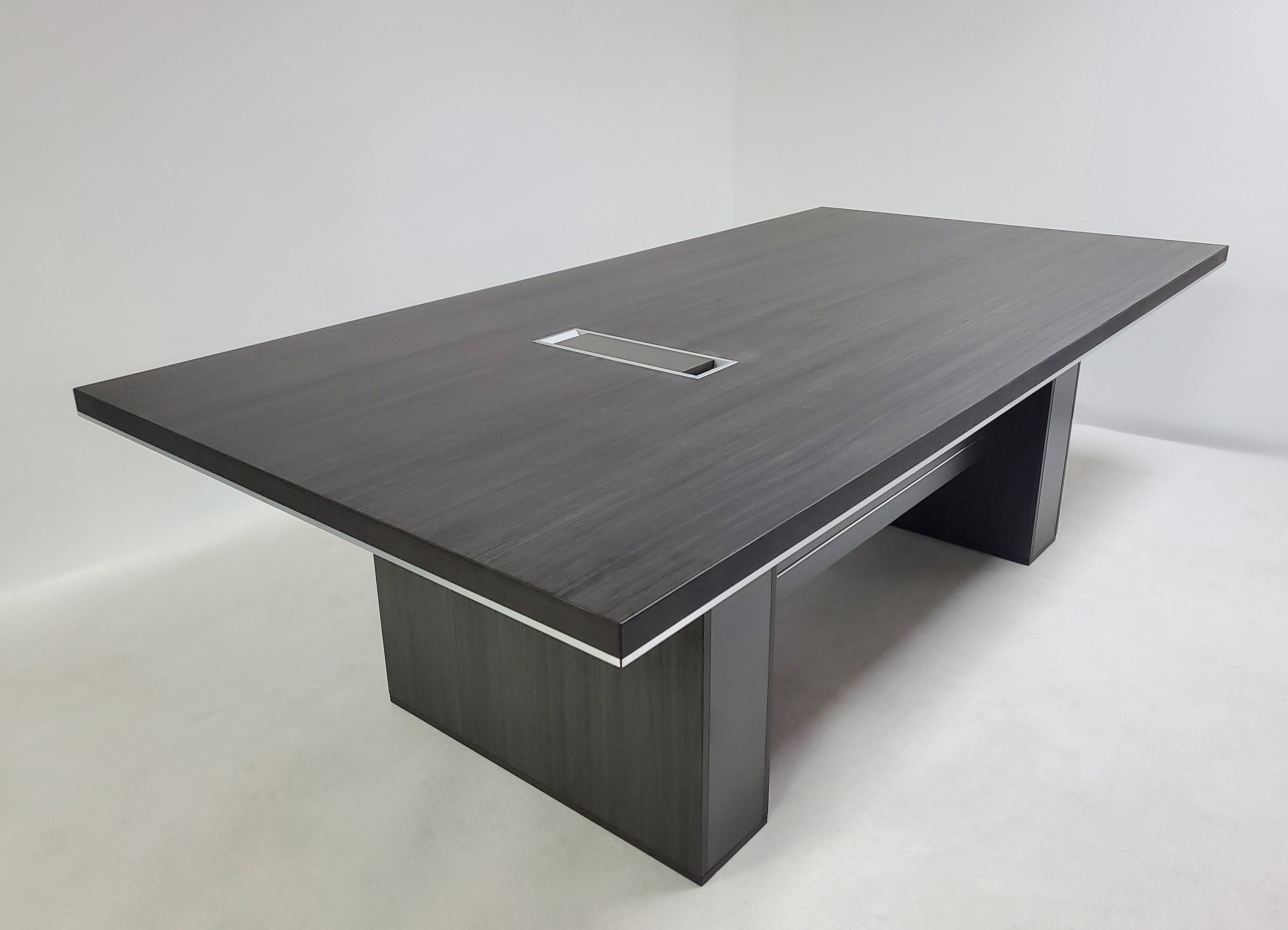 Grey Oak Executive Boardroom Table with Chrome Trim - 2400mm - DG07-C0124 UK