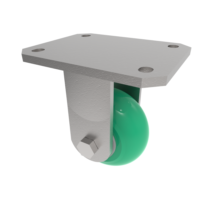 Soft Ergonomic Polyurethane Plate Fixed Castor 100mm 350kg Load