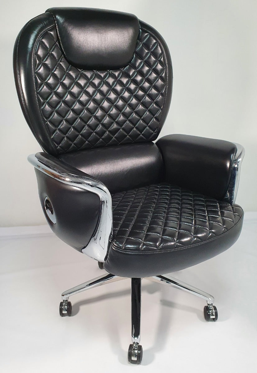 Large Genuine Hide Black Leather Executive Office Chair - JD1408A Huddersfield