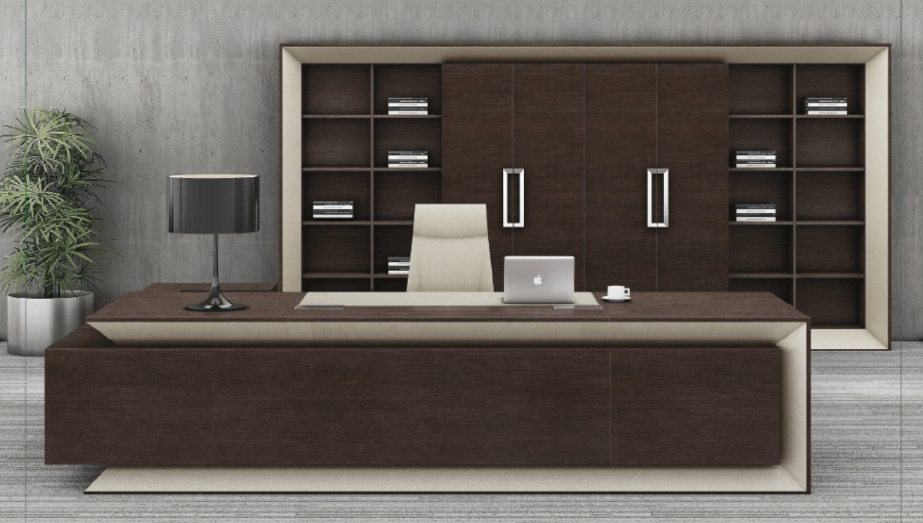 Providers Of Luxury Executive Office Desk Chocolate Walnut and Leather - 3200mm - 06T321 North Yorkshire