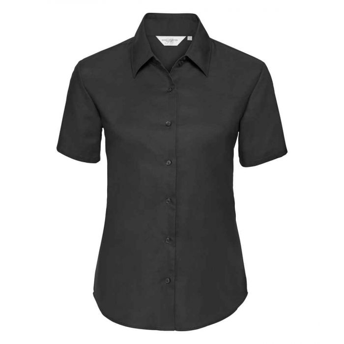 Russell Collection Ladies Short Sleeve Easy Care Oxford Shirt