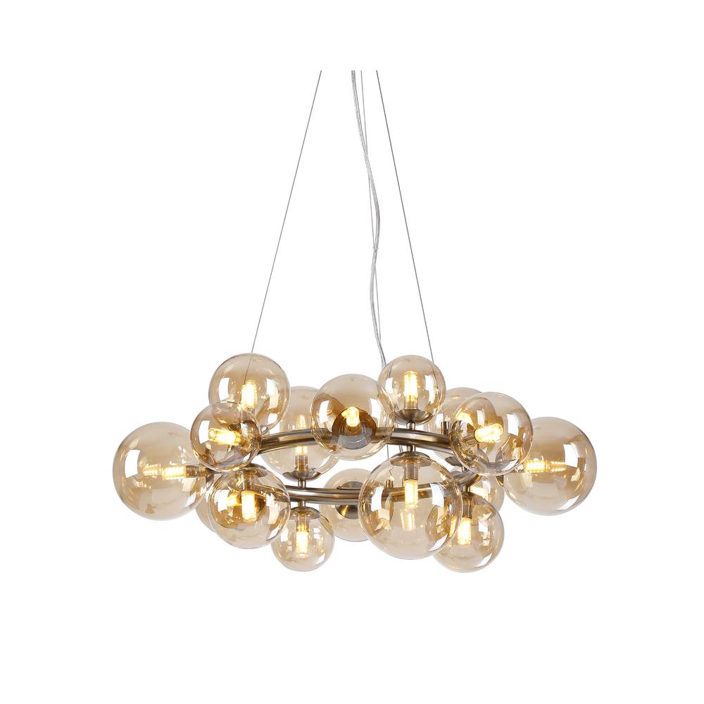 Luxuria Thorne 70cm Circular Pendant 16xG9 Satin Nickel Amber Plated Glass