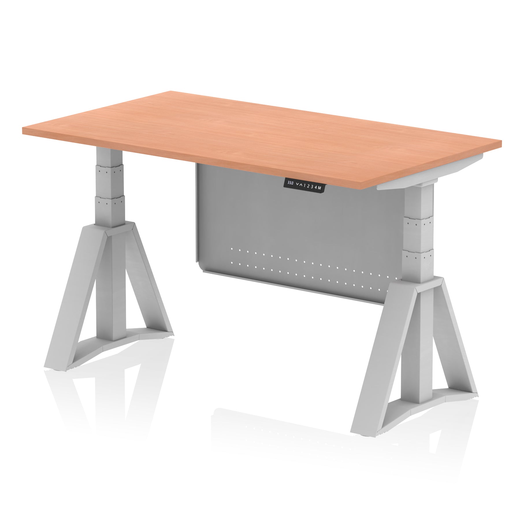 Specialising In Air Height Adjustable Desk without Cable Ports With Steel Modesty Panel With Piste Foot - 1200mm, 1400mm, 1600mm or 1800mm - Multiple Colour Options UK