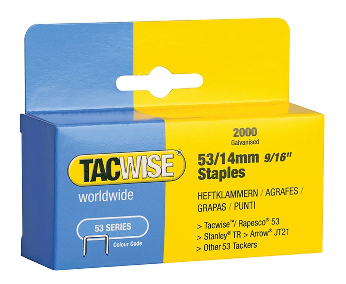 Tacwise 53 Light Duty Staples 14mm Type JT21