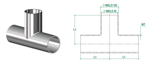 Equal Tee, Weld Ended