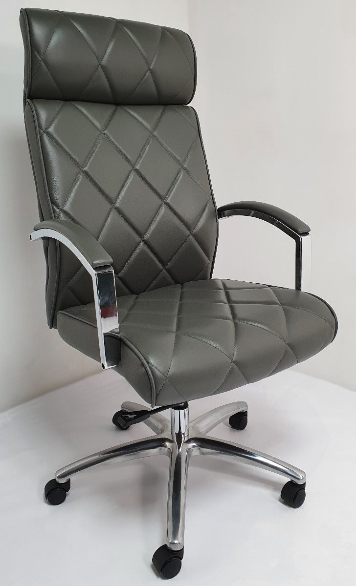 Providers Of Modern Grey Genuine Hide Leather Executive Office Chair - ZMA-217 UK