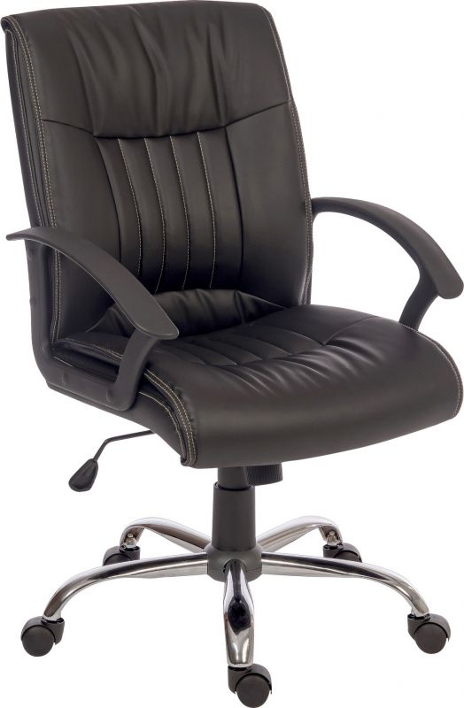 Black Leather Swivel Office Chair - MILAN Near Me