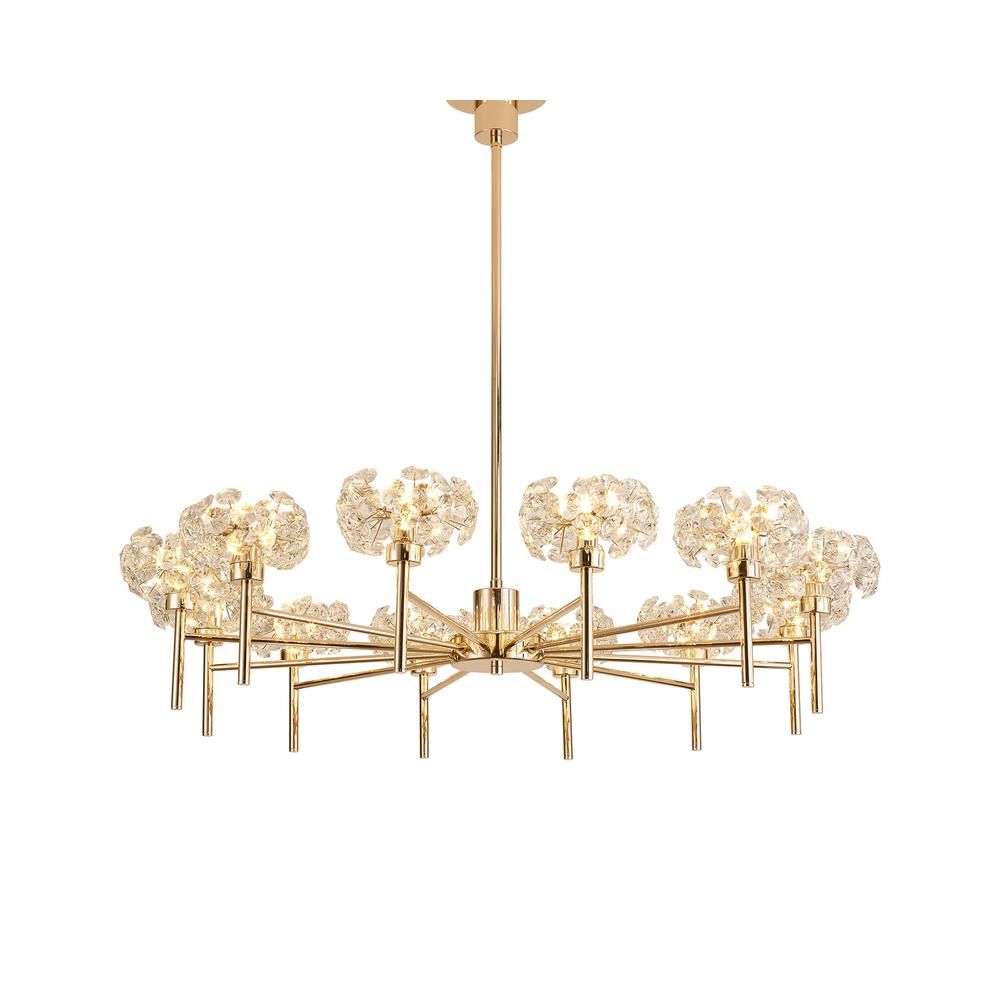 Luxuria Paramount 102cm 12 Light G9 Telescopic Light With French Gold And Crystal Shade